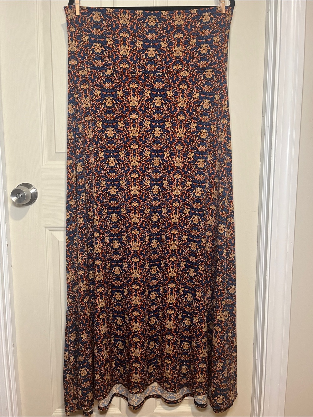 LuLaRoe Navy, Rust & Cream Floral Maxi Skirt